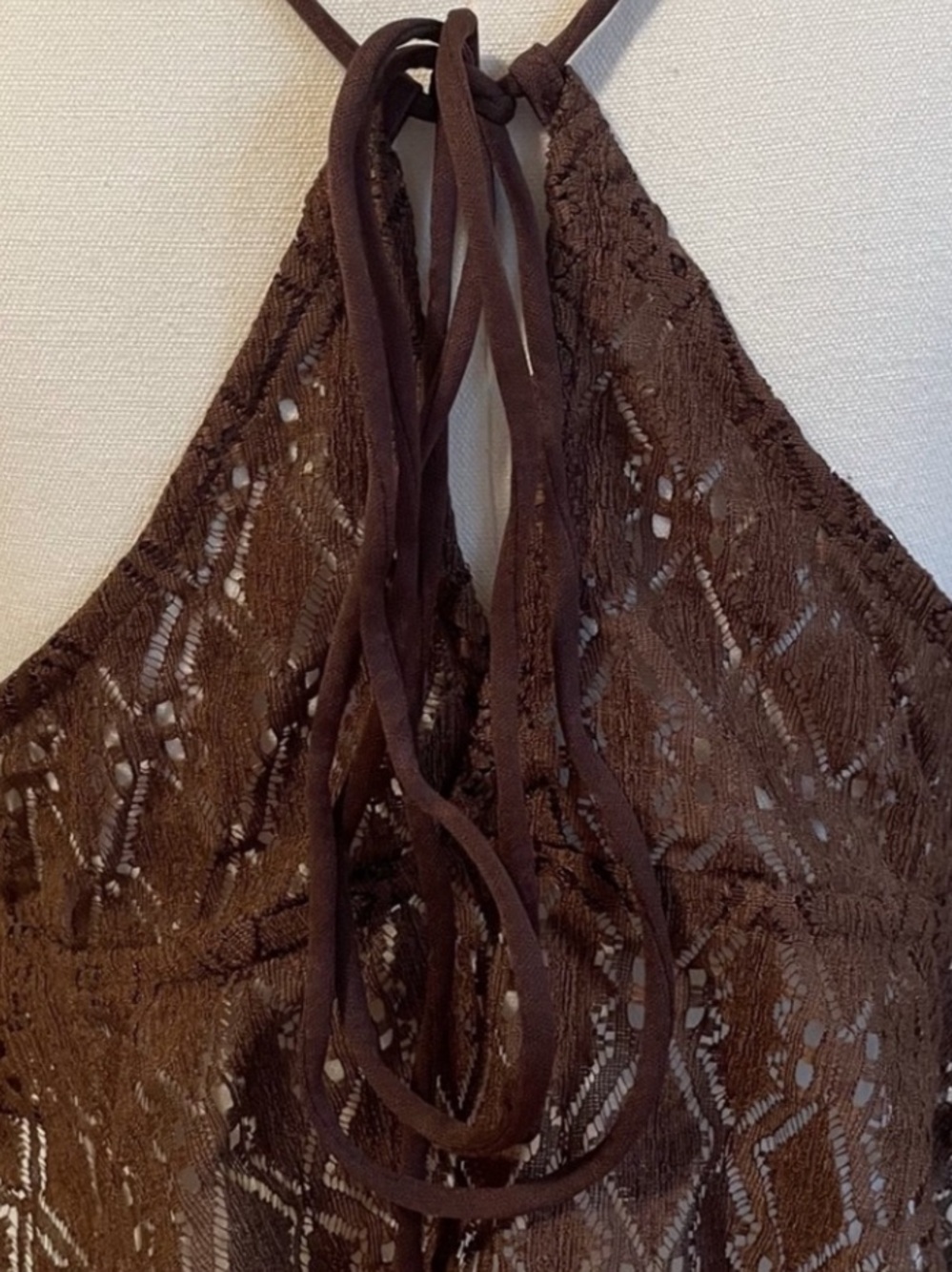 Cider Brown Lace Ruffle Crop Top - Picture 4 of 7
